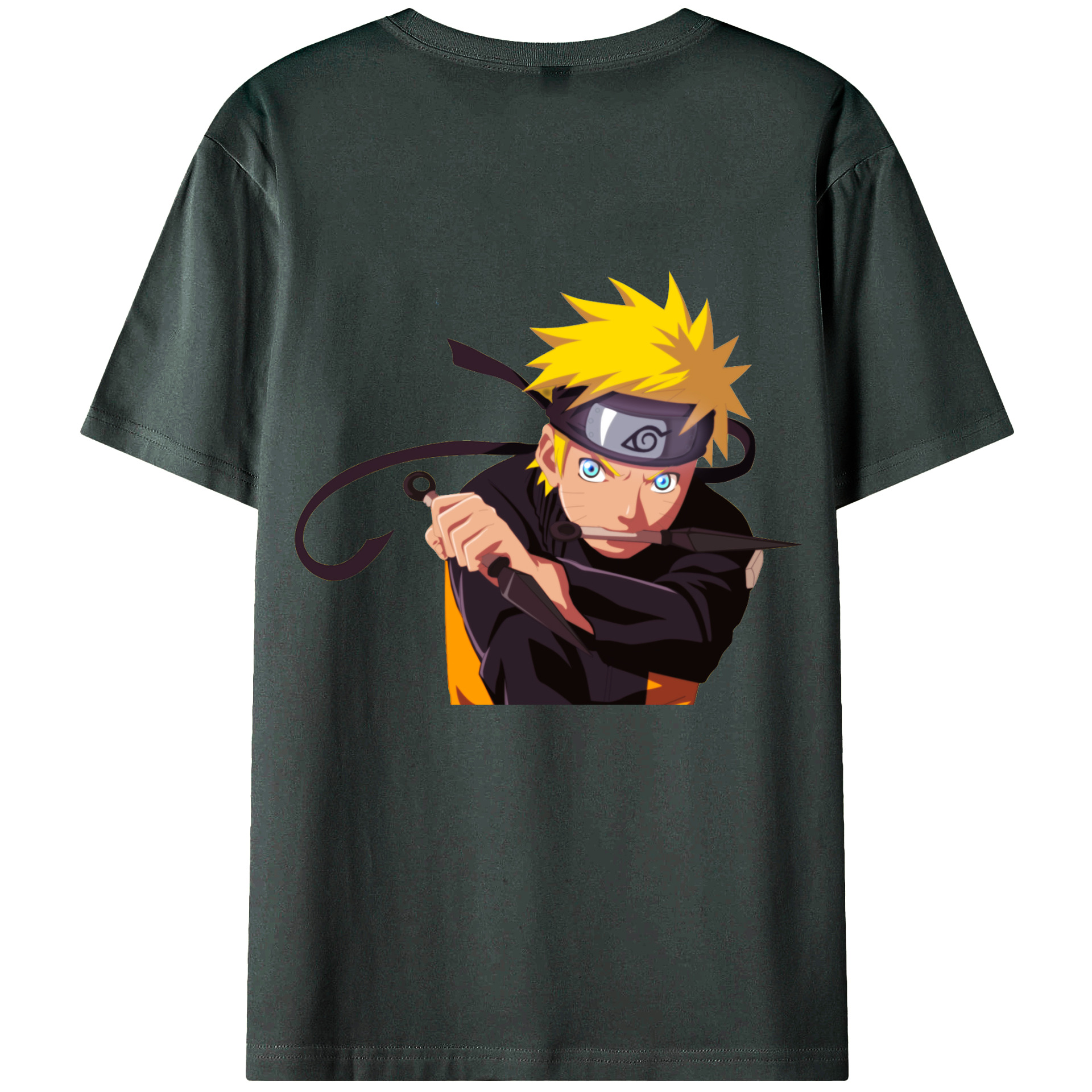 （画像用） NARUTO -ナルト- うずまき ナルト Uzumaki Naruto 綿100％ メンズ半袖Tシャツ（バックプリント） 通気性